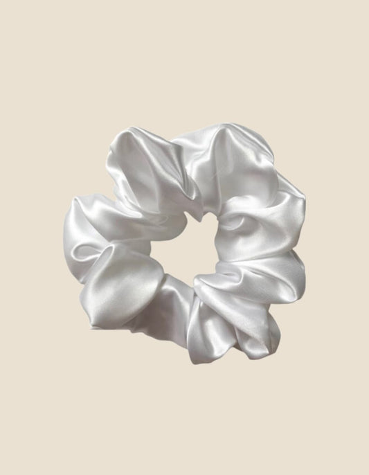 White Silk Scrunchie